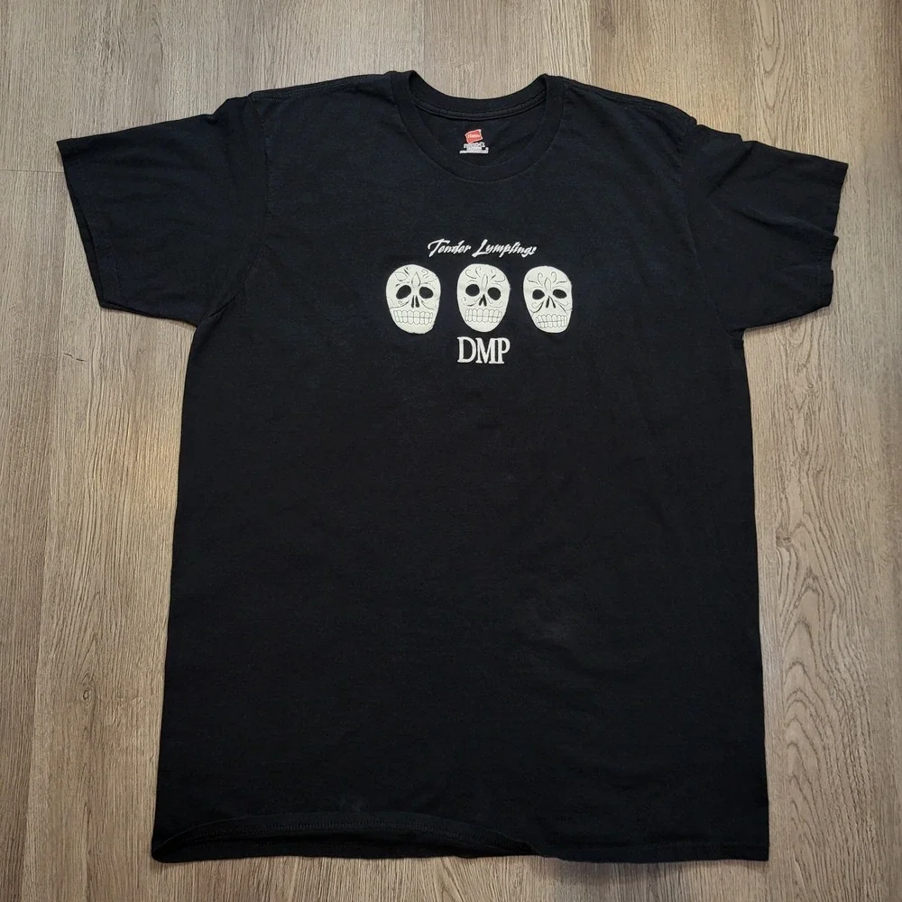 Hanes Men's Shirt Black Tender Lump lings DMP Skull, Skeleton At‎ Back Sz XL